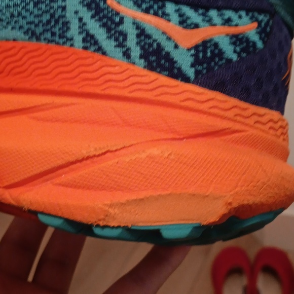 Hoka Us 12 Wide Mens Vibrant Blue and Orange Sneakers - Picture 8 of 9